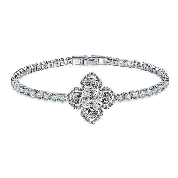 Jewelry Copper Fourleaf Clover Geometry Micro Zircon Bracelet