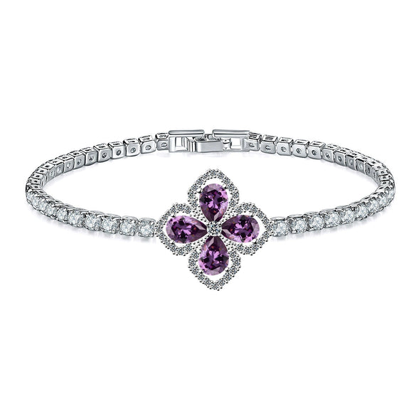 Jewelry Copper Fourleaf Clover Geometry Micro Zircon Bracelet