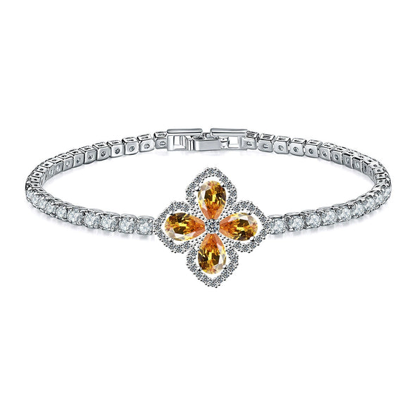 Jewelry Copper Fourleaf Clover Geometry Micro Zircon Bracelet