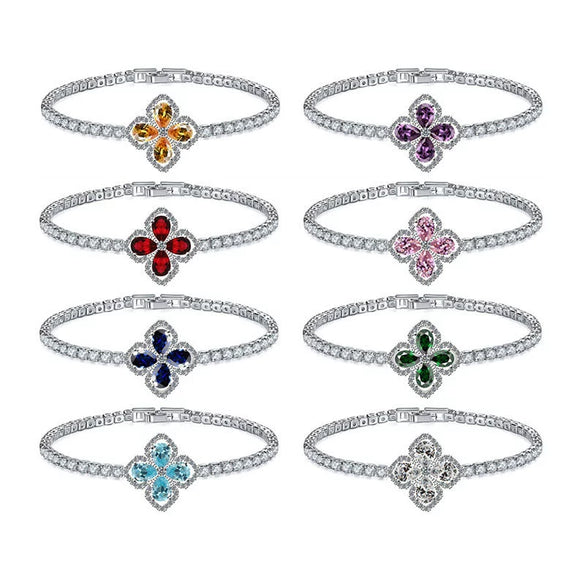 Jewelry Copper Fourleaf Clover Geometry Micro Zircon Bracelet