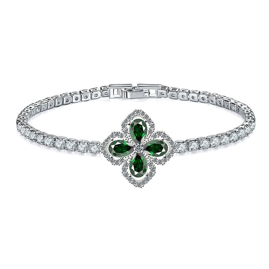 Jewelry Copper Fourleaf Clover Geometry Micro Zircon Bracelet