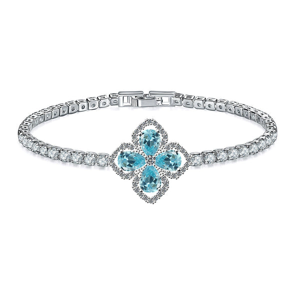 Jewelry Copper Fourleaf Clover Geometry Micro Zircon Bracelet