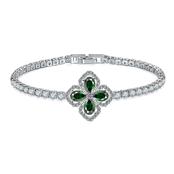 Jewelry Copper Fourleaf Clover Geometry Micro Zircon Bracelet