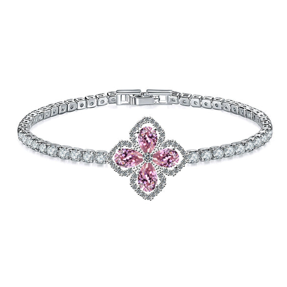 Jewelry Copper Fourleaf Clover Geometry Micro Zircon Bracelet