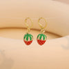 Jewelry Copper Fruit Cherry Strawberry Earrings Dripping Oil Style For Women