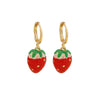 Jewelry Copper Fruit Cherry Strawberry Earrings Dripping Oil Style For Women