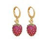 Jewelry Copper Fruit Cherry Strawberry Earrings Dripping Oil Style For Women