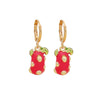 Jewelry Copper Fruit Cherry Strawberry Earrings Dripping Oil Style For Women