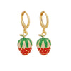 Jewelry Copper Fruit Cherry Strawberry Earrings Dripping Oil Style For Women