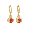 Jewelry Copper Fruit Cherry Strawberry Earrings Dripping Oil Style For Women