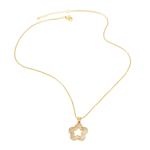 Jewelry Copper Geometric Cross Lightning Pendant Necklace Electroplated Real Gold Collarbone Chain For Women