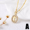 Jewelry Copper Geometric Cross Lightning Pendant Necklace Electroplated Real Gold Collarbone Chain For Women