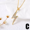 Jewelry Copper Geometric Cross Lightning Pendant Necklace Electroplated Real Gold Collarbone Chain For Women