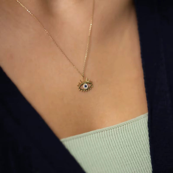 Jewelry Copper Geometric Devil's Eye Micropaved Zircon Electroplated Ochain Women's Necklace