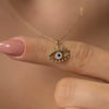 Jewelry Copper Geometric Devil's Eye Micropaved Zircon Electroplated Ochain Women's Necklace
