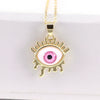 Jewelry Copper Geometric Devil's Eye Pendant Necklace Electroplating Water Wave Chain Mixed Gem Inlay