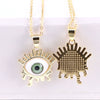 Jewelry Copper Geometric Devil's Eye Pendant Necklace Electroplating Water Wave Chain Mixed Gem Inlay