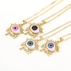 Jewelry Copper Geometric Devil's Eye Pendant Necklace Electroplating Water Wave Chain Mixed Gem Inlay