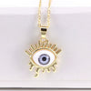 Jewelry Copper Geometric Devil's Eye Pendant Necklace Electroplating Water Wave Chain Mixed Gem Inlay
