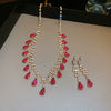 Jewelry Copper Geometric Diamondencrusted Square Tassel Clavicle Chain Earrings Necklace Light Luxury