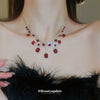 Jewelry Copper Geometric Diamondencrusted Square Tassel Clavicle Chain Earrings Necklace Light Luxury