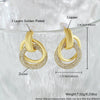 Jewelry Copper Geometric Double Ring Round Earrings And Ring With Diamonds For Women Electroplated