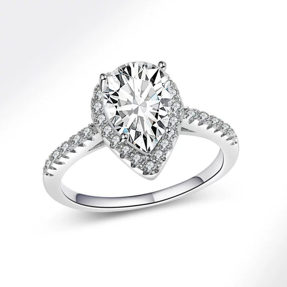 Jewelry Copper Geometric Dropshaped Zircon Electroplated Ladies Wedding Ring