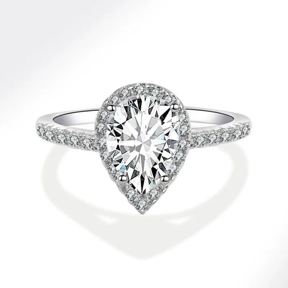 Jewelry Copper Geometric Dropshaped Zircon Electroplated Ladies Wedding Ring