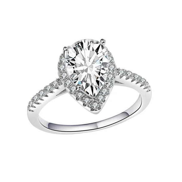 Jewelry Copper Geometric Dropshaped Zircon Electroplated Ladies Wedding Ring