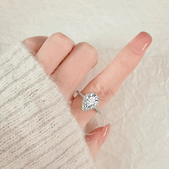 Jewelry Copper Geometric Dropshaped Zircon Electroplated Ladies Wedding Ring