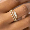Jewelry Copper Geometric Electroplating Women's Ring Threepiece Set With Horse Eye Zircon