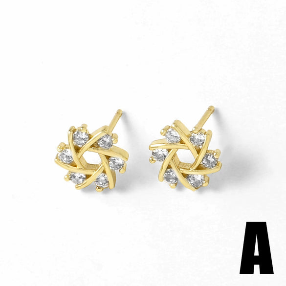 Jewelry Copper Geometric Heart Earrings Electroplated Minimalist Style