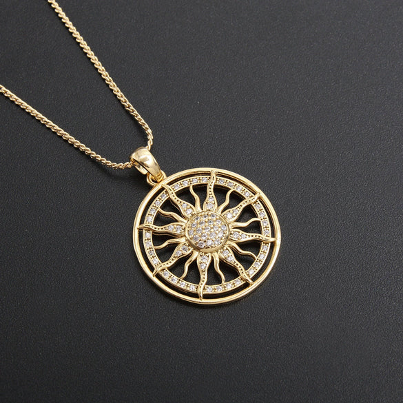 Jewelry Copper Geometric Micro Inlaid Zircon Gold Plated Hiphop Necklace