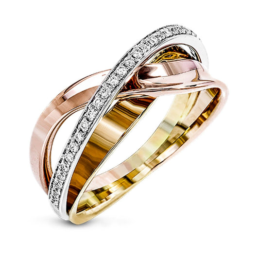Jewelry Copper Geometric Microinlaid Ladies Ring Threecolor Plating