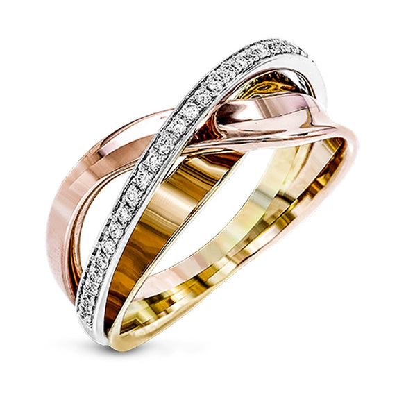 Jewelry Copper Geometric Microinlaid Ladies Ring Threecolor Plating