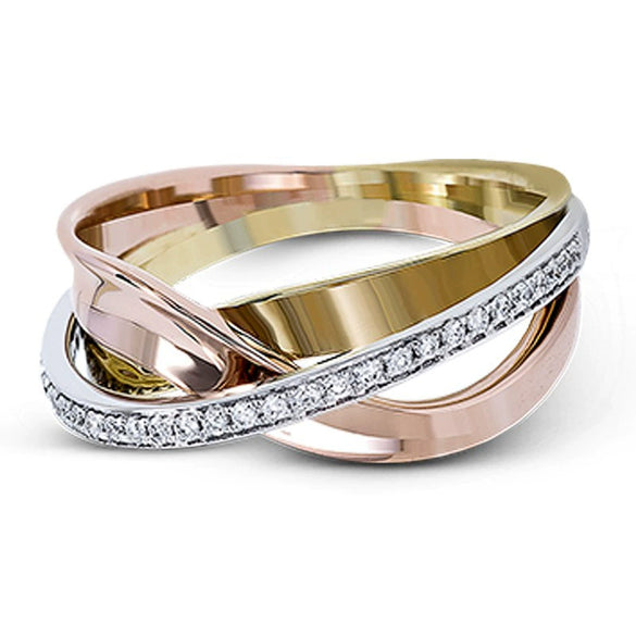 Jewelry Copper Geometric Microinlaid Ladies Ring Threecolor Plating