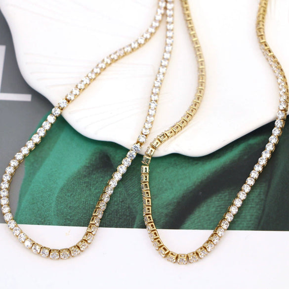 Jewelry Copper Geometric Microinlaid Zircon Tennis Chain Clavicle Chain Electroplated Unisex