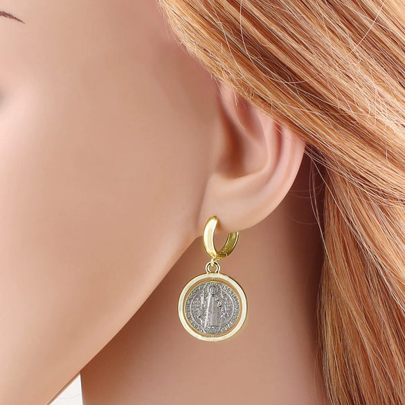 Jewelry Copper Geometric Pattern Goldplated Pendant Earrings