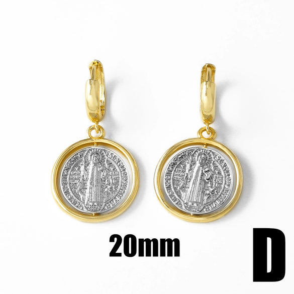 Jewelry Copper Geometric Pattern Goldplated Pendant Earrings