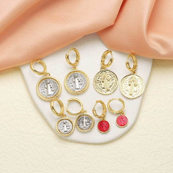 Jewelry Copper Geometric Pattern Goldplated Pendant Earrings