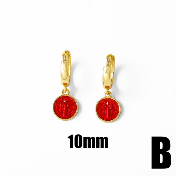 Jewelry Copper Geometric Pattern Goldplated Pendant Earrings