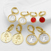 Jewelry Copper Geometric Pattern Goldplated Pendant Earrings
