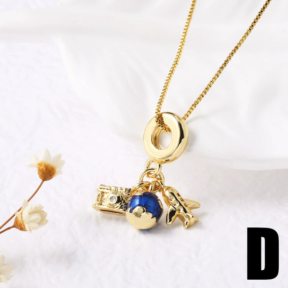 Jewelry Copper Geometric Pendant Necklace Electroplating