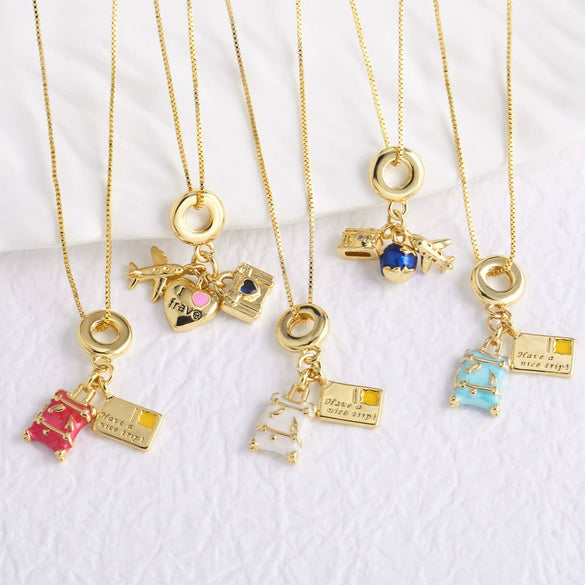 Jewelry Copper Geometric Pendant Necklace Electroplating