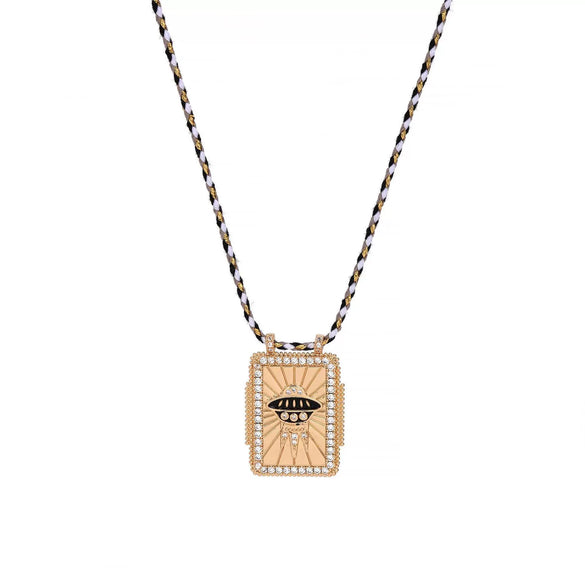 Jewelry Copper Geometric Retro Style Tarot Pendant Long Necklace Set With Diamonds Mixed Gemstone