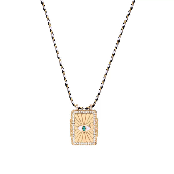 Jewelry Copper Geometric Retro Style Tarot Pendant Long Necklace Set With Diamonds Mixed Gemstone