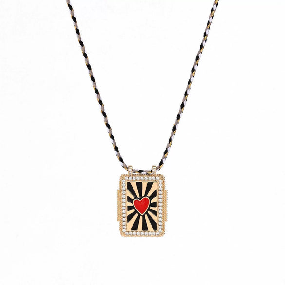 Jewelry Copper Geometric Retro Style Tarot Pendant Long Necklace Set With Diamonds Mixed Gemstone