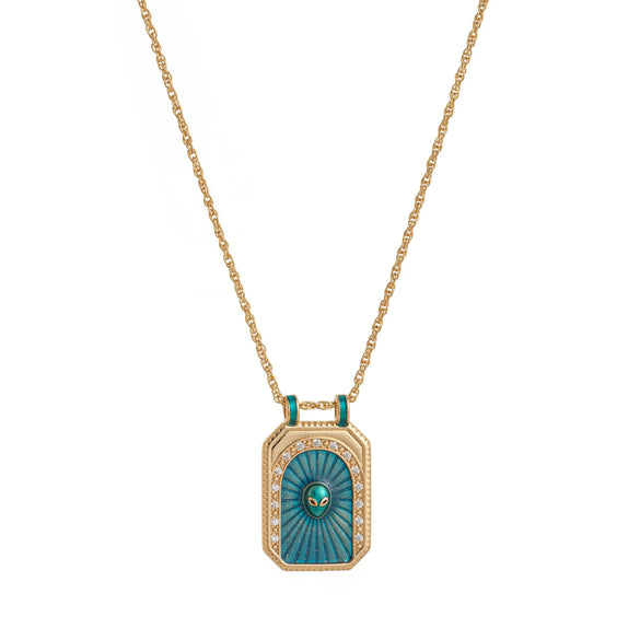 Jewelry Copper Geometric Retro Style Tarot Pendant Long Necklace Set With Diamonds Mixed Gemstone