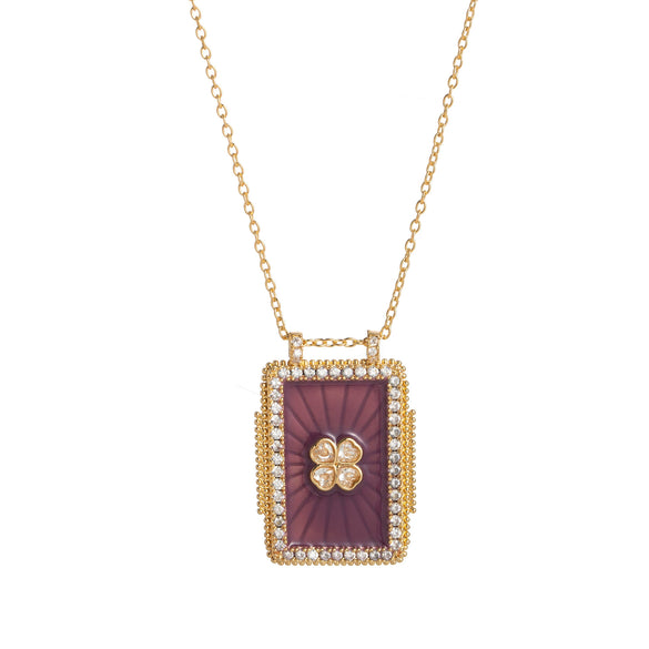 Jewelry Copper Geometric Retro Style Tarot Pendant Long Necklace Set With Diamonds Mixed Gemstone
