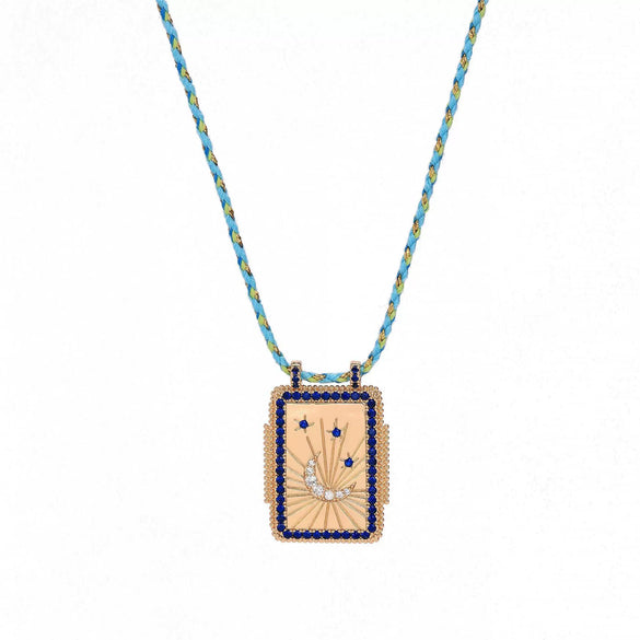 Jewelry Copper Geometric Retro Style Tarot Pendant Long Necklace Set With Diamonds Mixed Gemstone